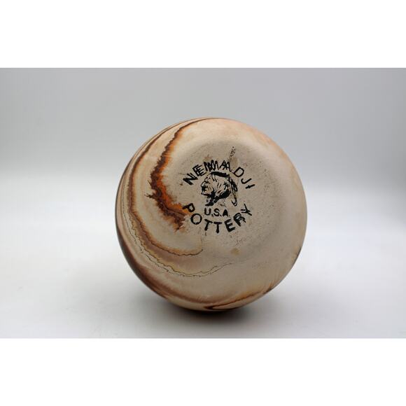 1980's post Nemadji Brown and Orange Swirl Pottery - Picture 6 of 6